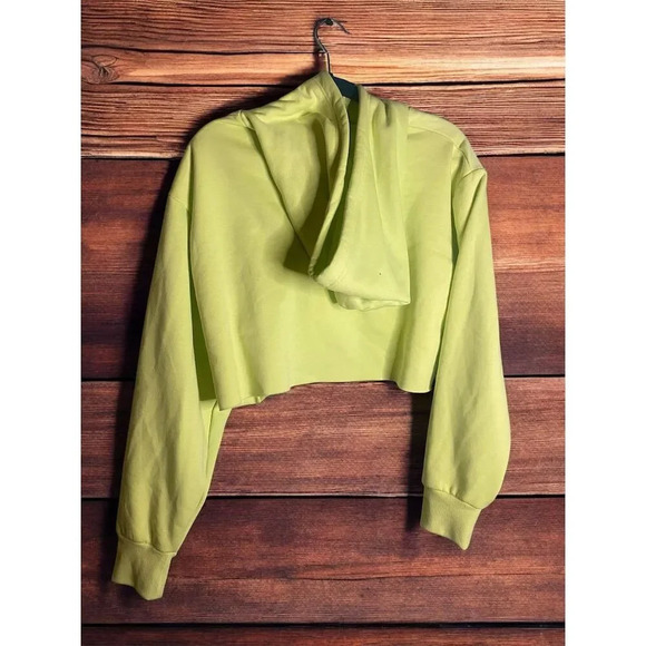 Charlotte Russe Women's XL Green Cropped Hoodie "Live Positive" Graphic (E4) - Picture 3 of 4